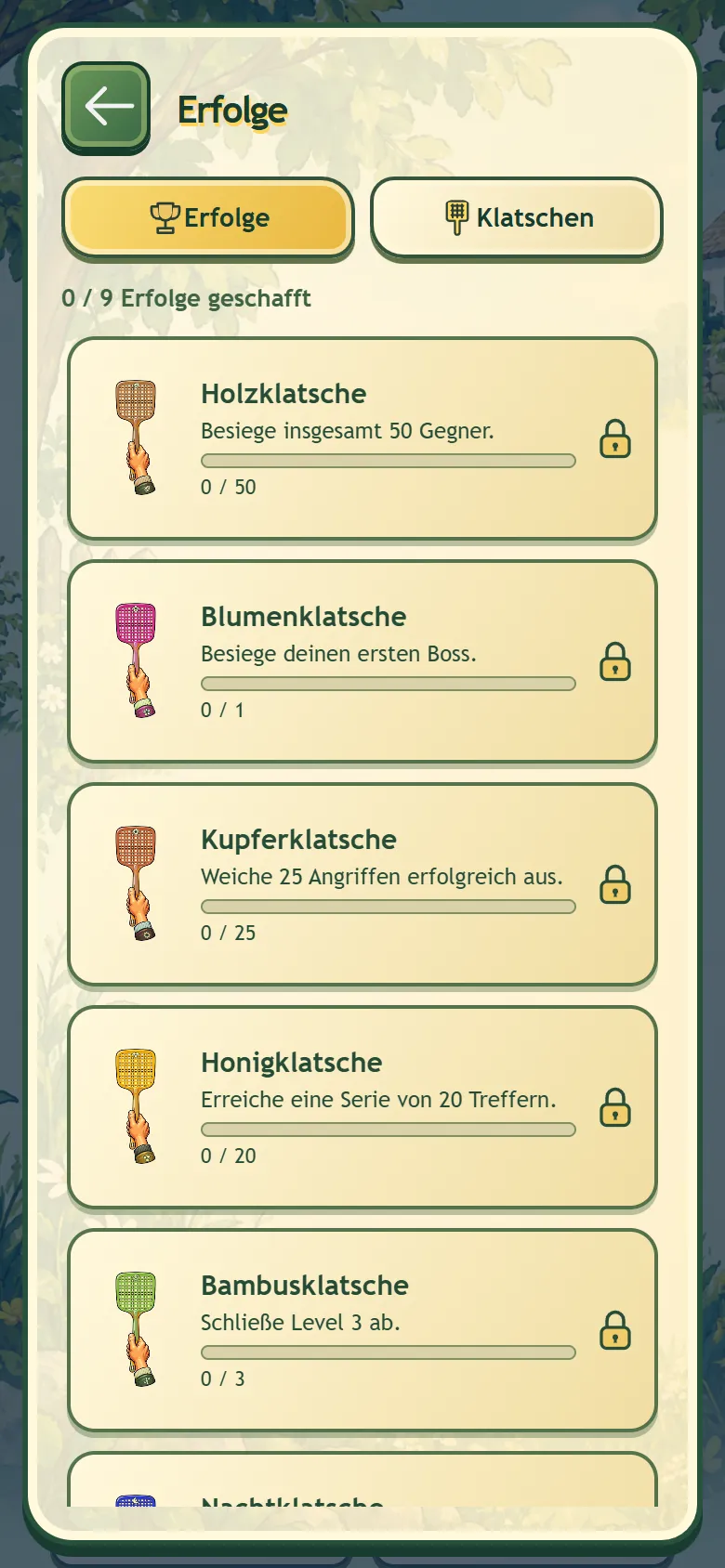 SwatSplat-Erfolge mit Fortschritt und freischaltbaren Klatschen
